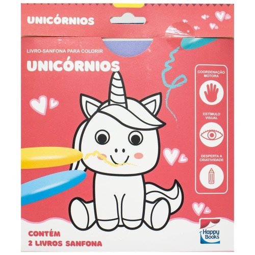 HAPPY - LIVRO-SANFONA PARA COLORIR - UNICORNIOS